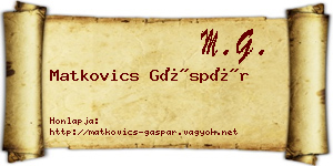 Matkovics Gáspár névjegykártya